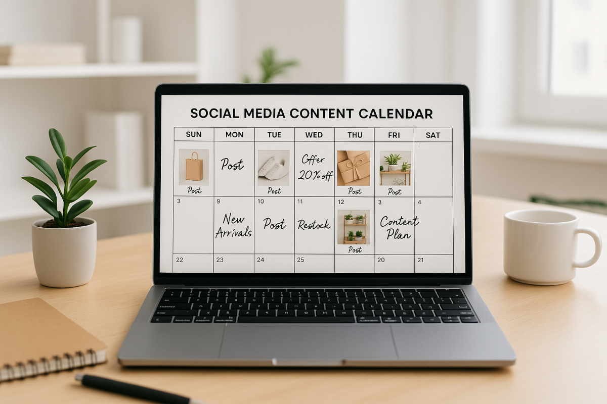Calendario de contenido en redes sociales para una tienda local