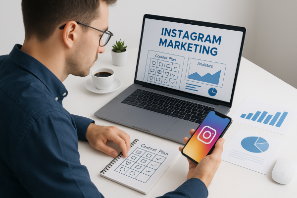 Persona planificando publicaciones de Instagram para atraer más clientes