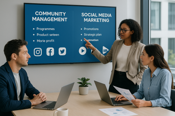 Comparativa entre community management y social media marketing en un entorno profesional