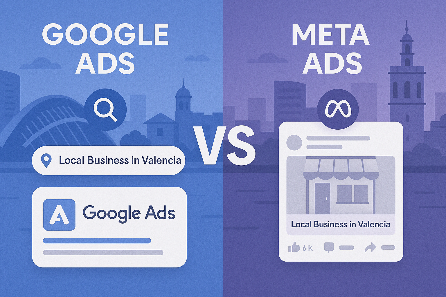 Comparativa entre Google Ads y Meta Ads para negocios locales en Valencia
